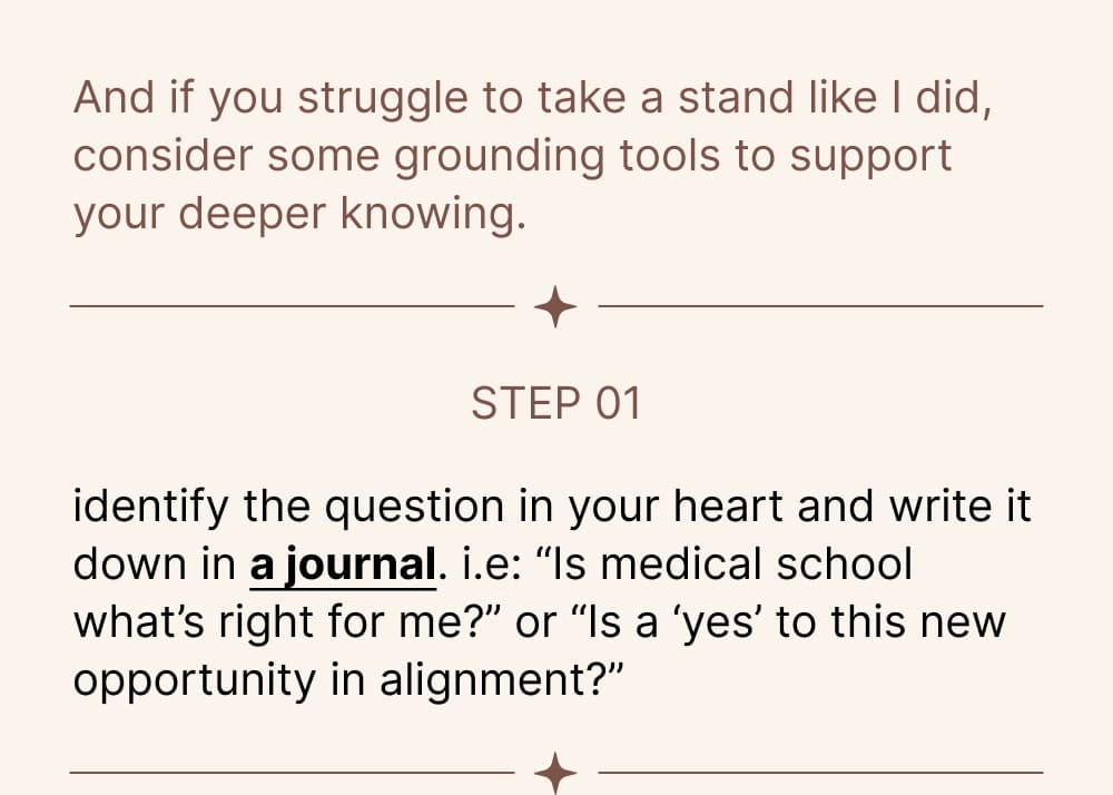 And if you struggle to take a stand like I did, consider some grounding tools to support your deeper knowing.