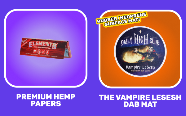 Premium hemp papers and The Vampire Lesesh dab mat