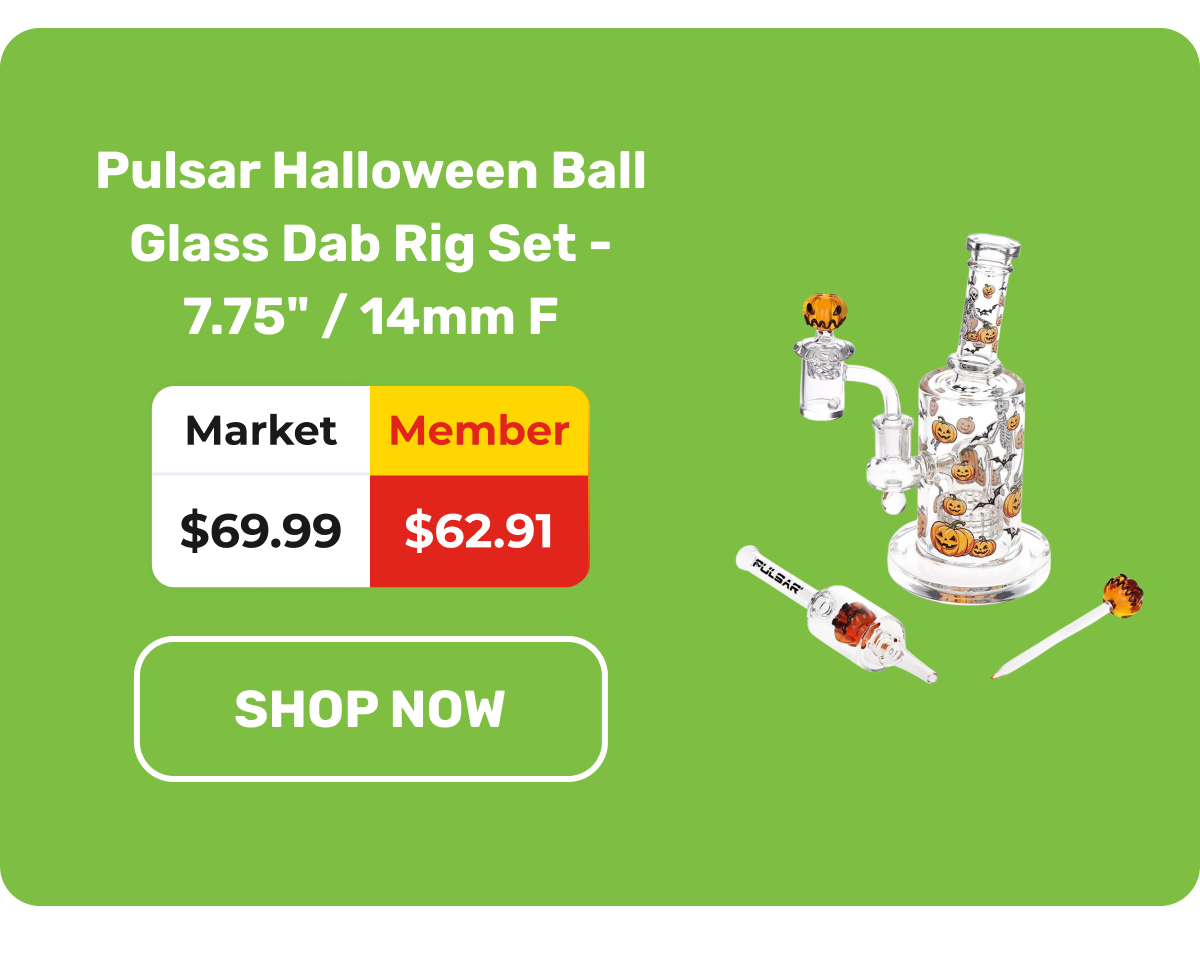 Pulsar Halloween Ball Glass Dab Rig Set 7.75 in 14mm F