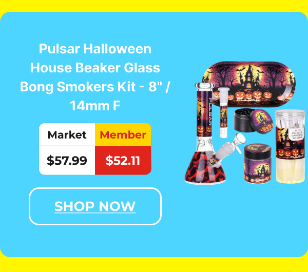 Pulsar Halloween House Beaker Glass Bong Smokers Kit - 8in / 14mm F