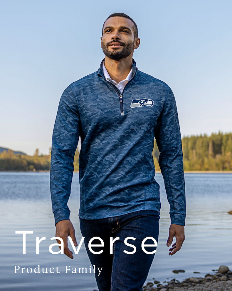 Man wearing Traverse Quarter Zip | Traverse Product Family