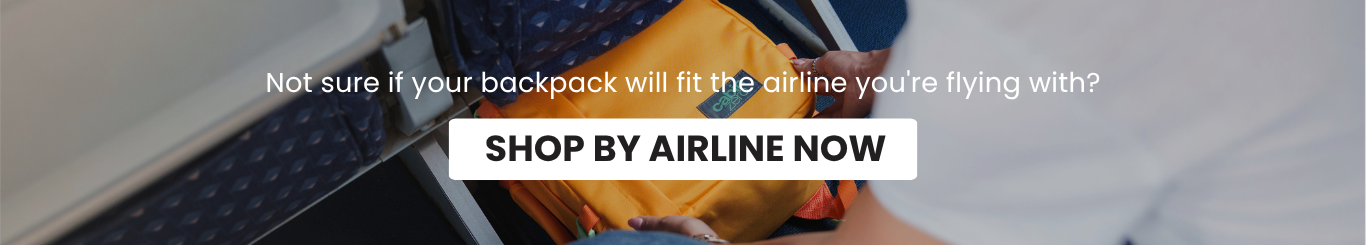 CabinZero backpack fitting in an airplane cabin