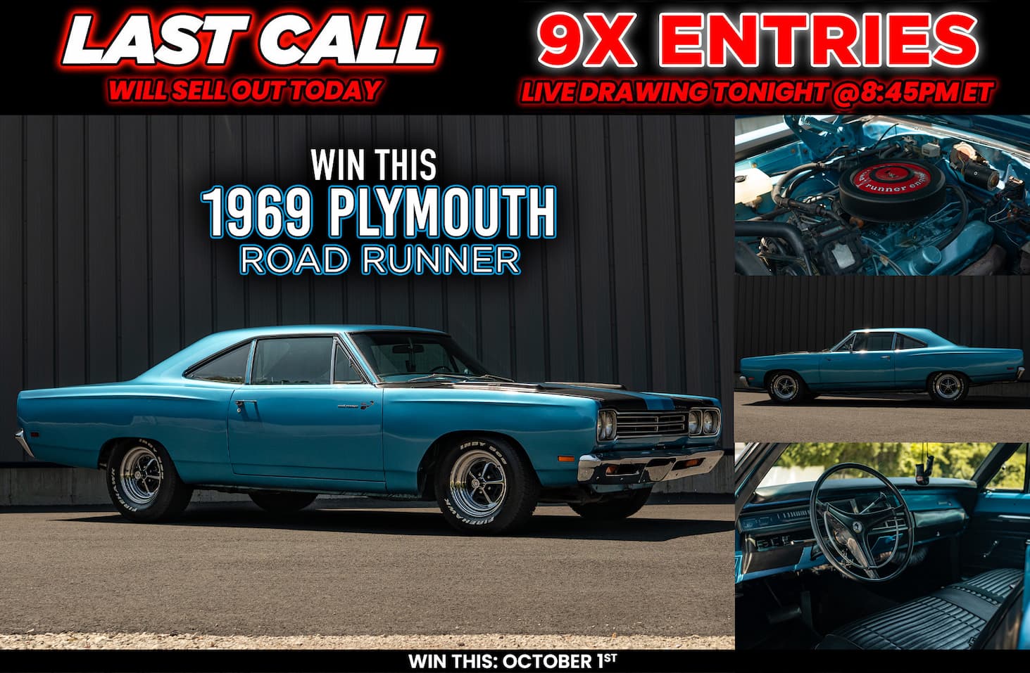 Win This 1969 Plymouth Roadrunner TONIGHT!