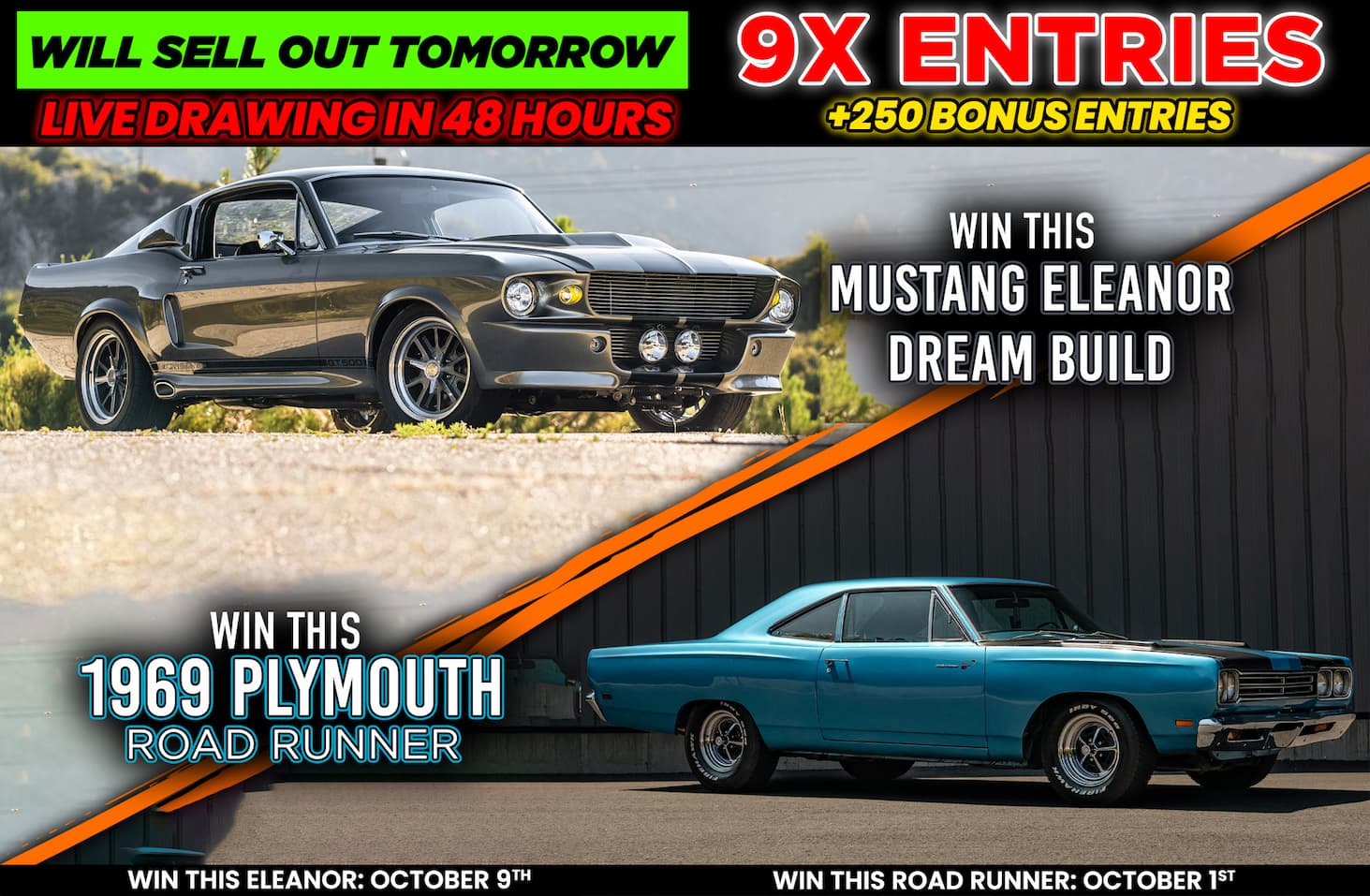 Win This 1967 Mustang Eleanor + 1969 Roadrunner