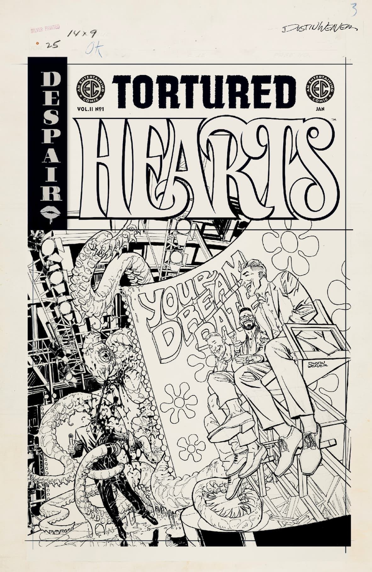 EC Tortured Hearts 2 #1 — B&W Artist Edition Variant (1:20) by Dustin Weaver/