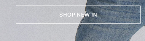 Close-up of light blue denim jeans against a grey backdrop with a Shop New In overlay button promoting the latest apparel collection.