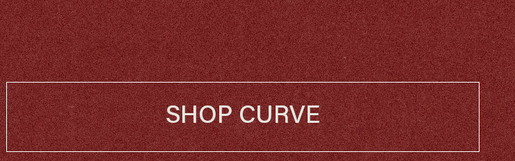 Deep burgundy textured background featuring a white framed button reading "SHOP CURVE" to browse the plus size clothing collection.