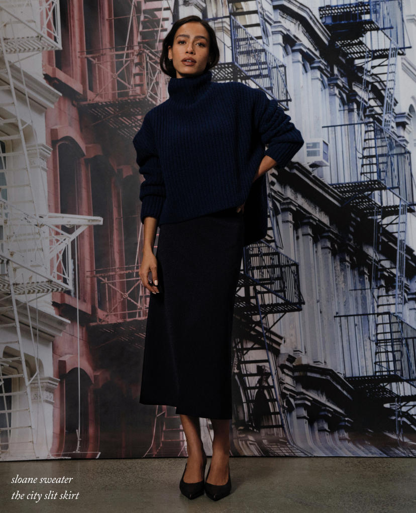 sloane sweater the city slit skirt