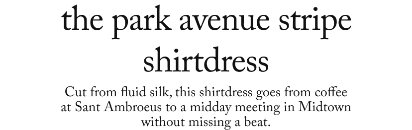 the park avenue stripe shirtdress