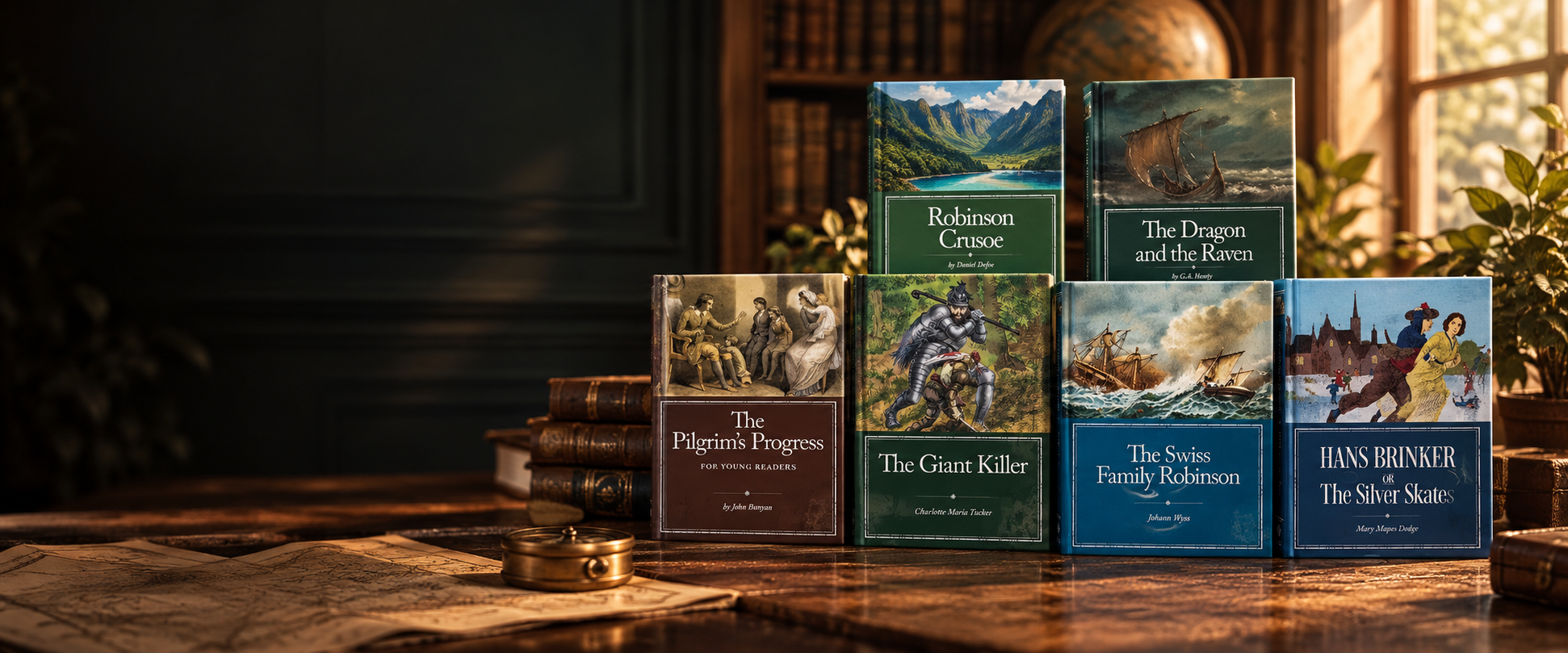 A row of classic Christian storybooks for children