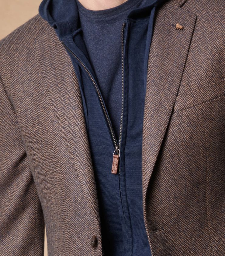 Clifden Oat & Navy Herringbone Blazer