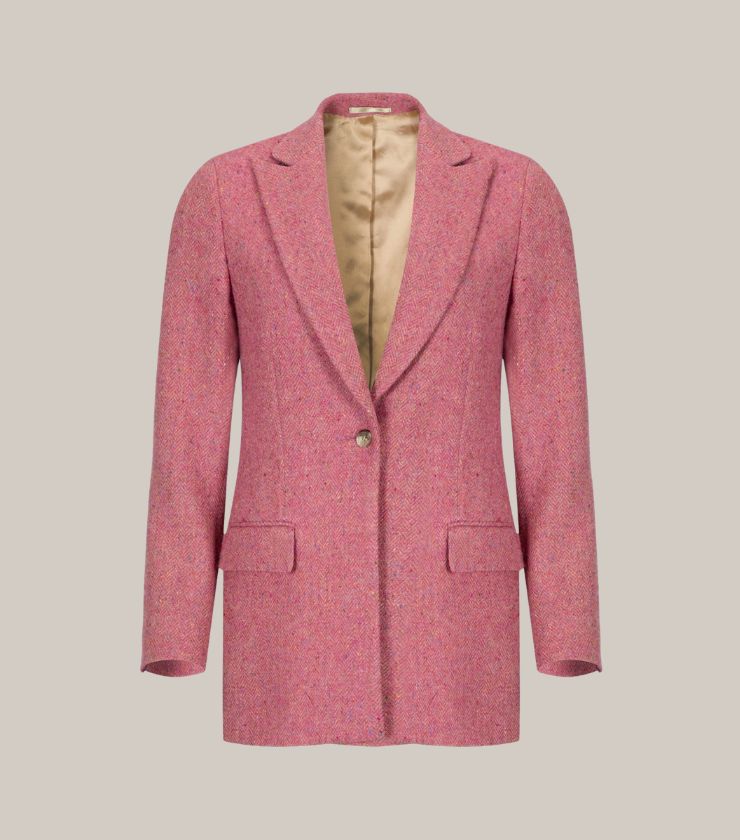 Mourne Pink Herringbone Donegal Tweed Blazer