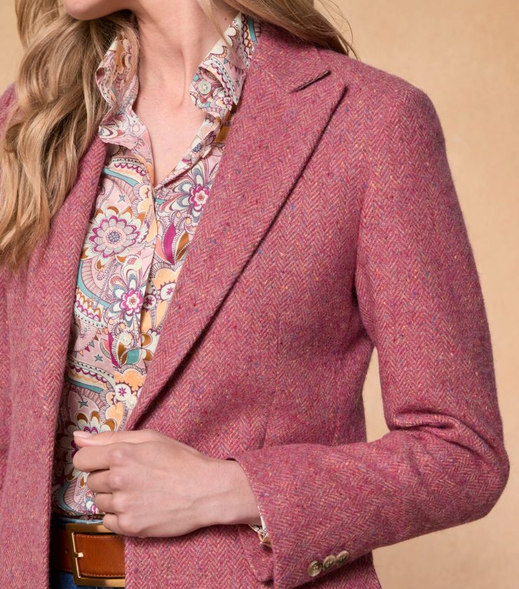 Rosie Donegal Tweed Coat in Mink Herringbone