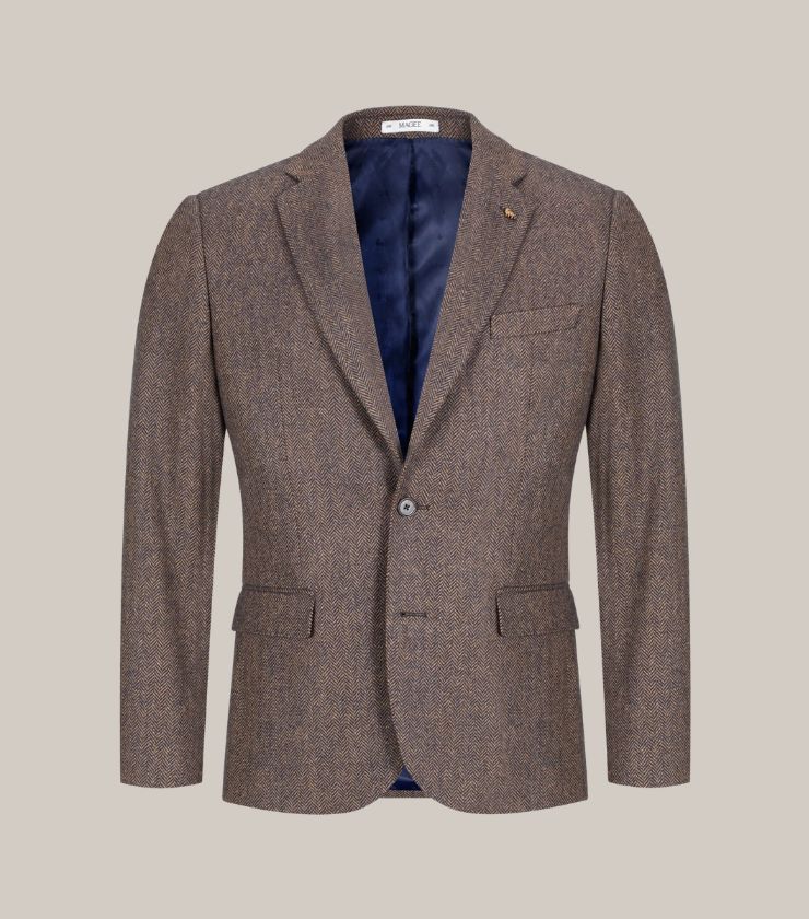 Clifden Oat & Navy Herringbone Blazer