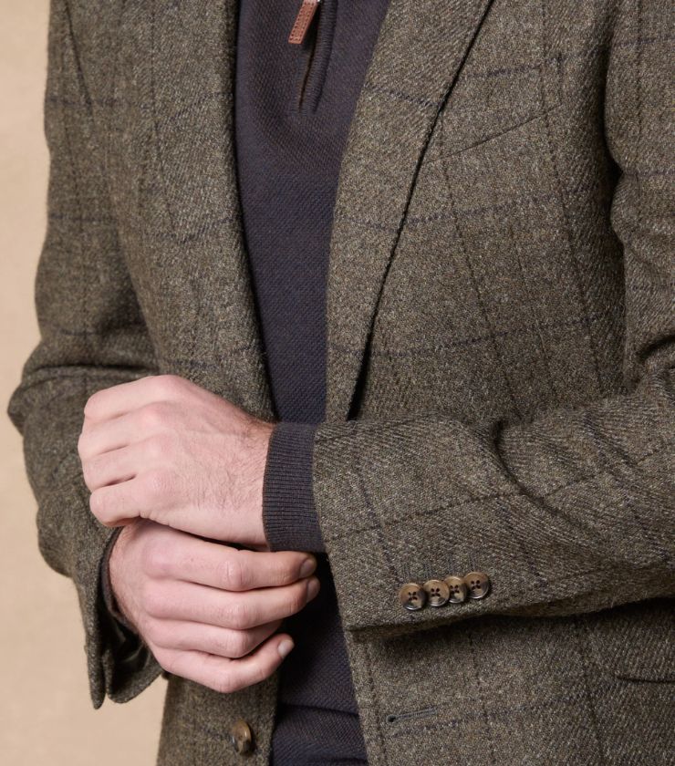 Ballycastle Green Windowpane Check Blazer