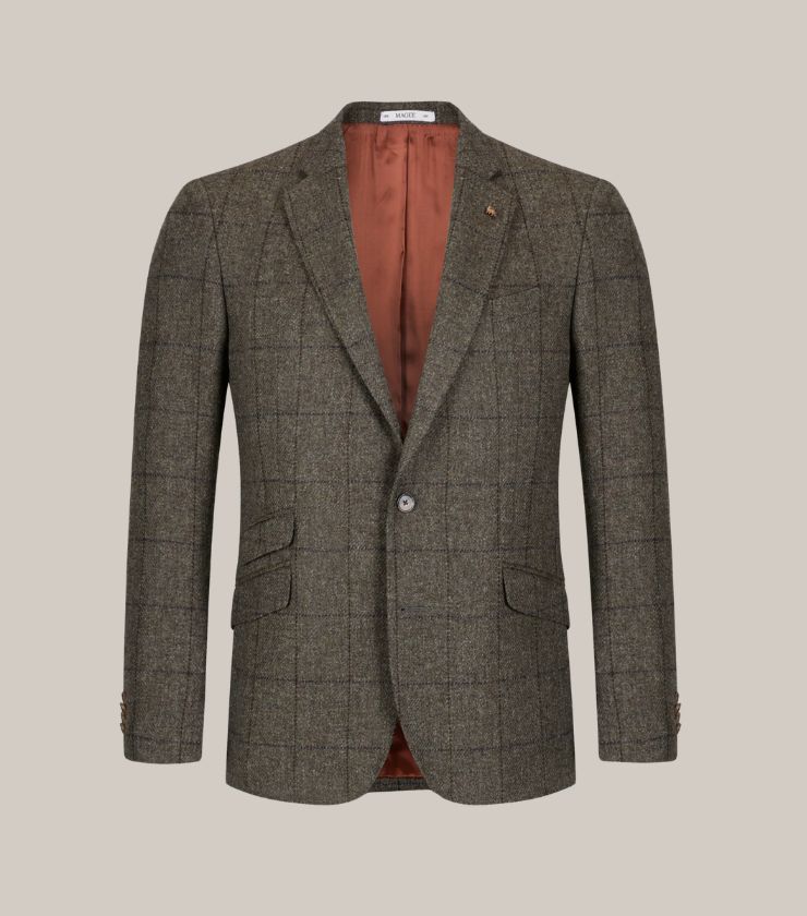 Ballycastle Green Windowpane Check Blazer