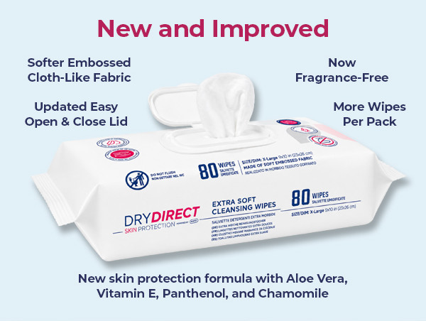 Dry Direct Skin Protection Extra Soft Cleansing Wipes (Unscented)