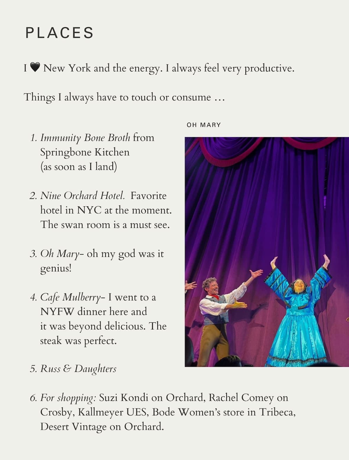 Favorite places in NYC