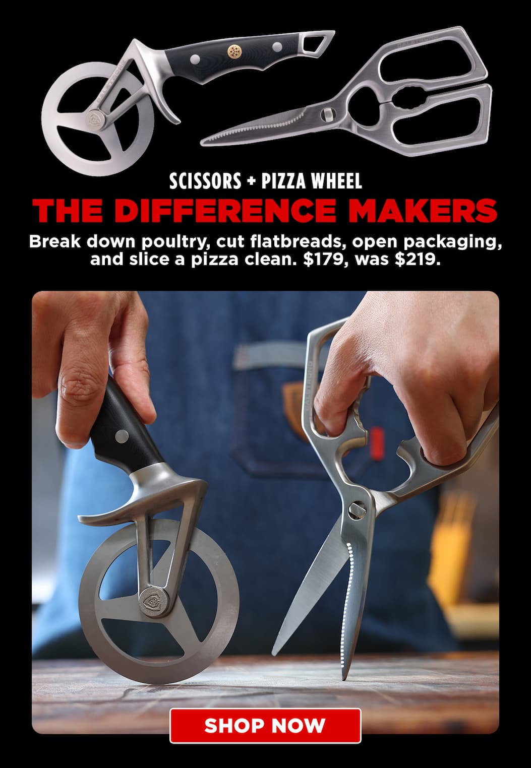 Kitchen Scissors & Pizza Wheel Combo