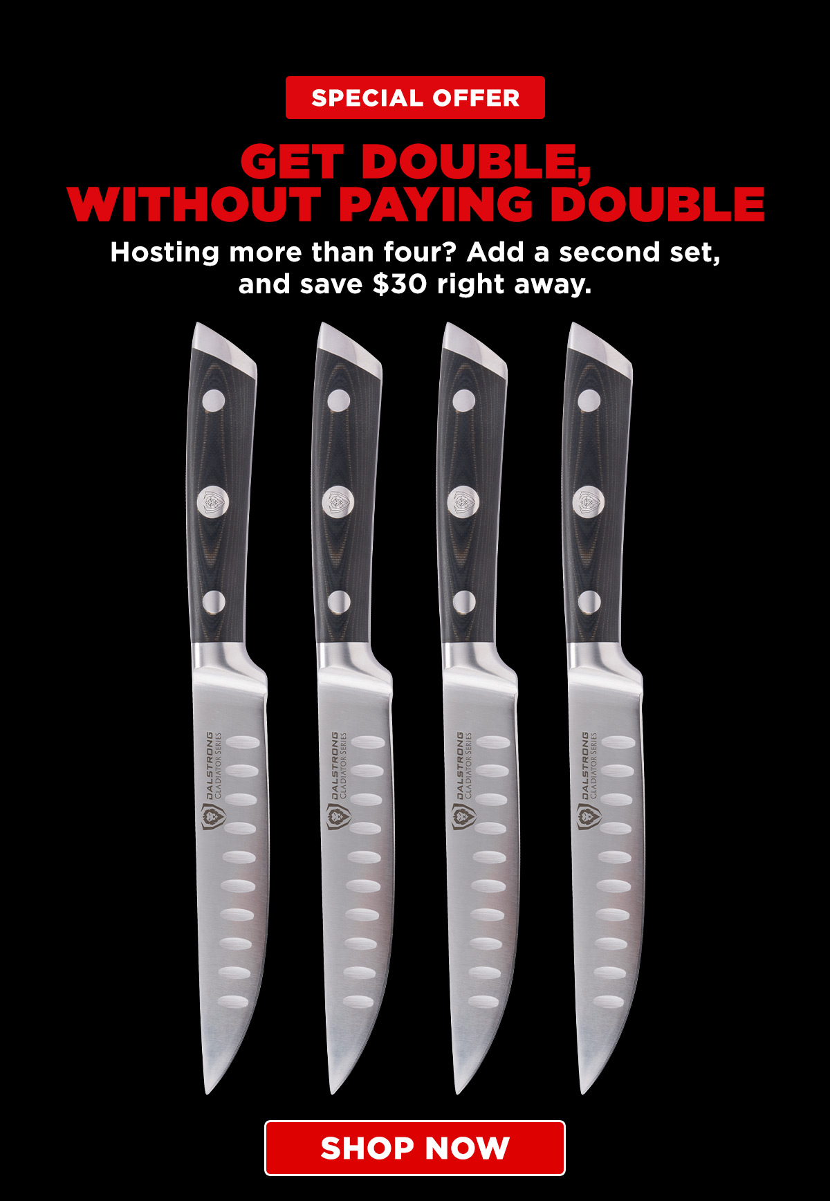 Special offer: Get double, without paying double. Hosting more than four? Add a second set and save $30 right away. Shop now.
