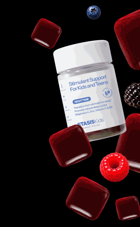 Stasis Kids Nighttime with berries and red gummies.