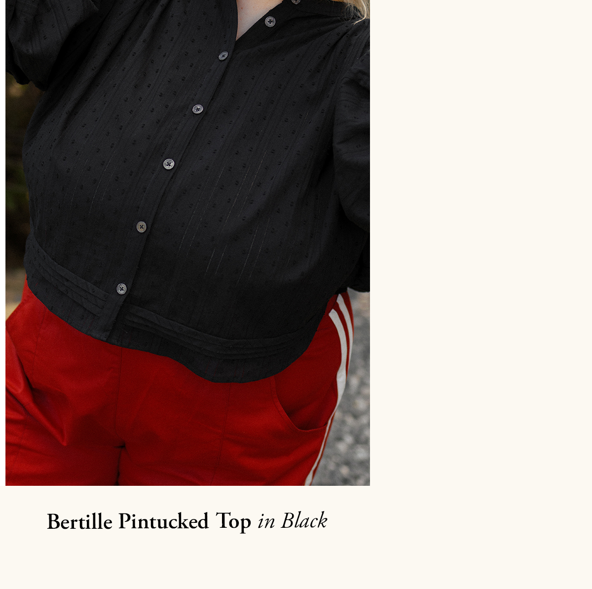 Bertille Pintucked Top in Black