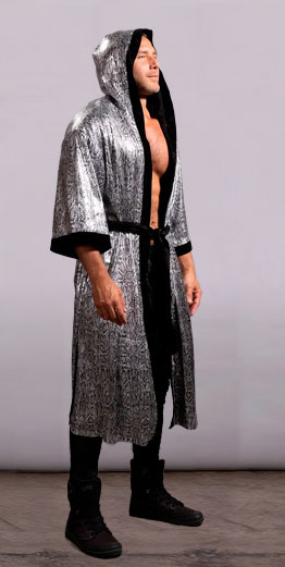 Men's Sequin Kimono | Silver Snakeskin