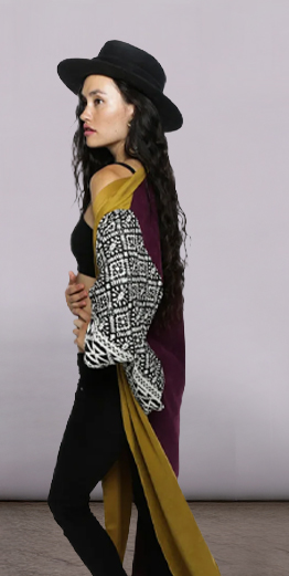 Unisex Kimono | Color Blocked Yellow & Purple
