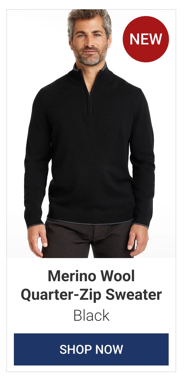 Black Merino Wool Quarter-Zip