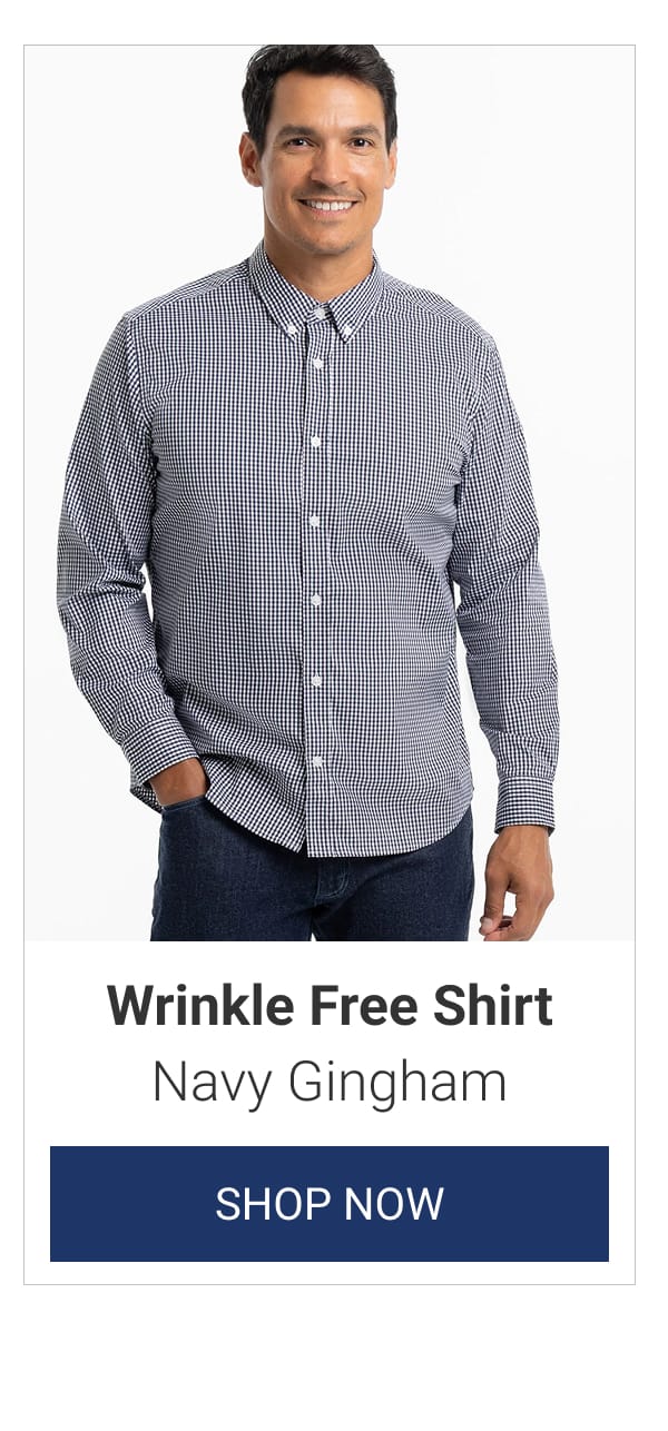 Navy Gingham Wrinkle Free Shirt