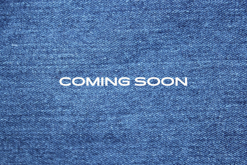denim background and text that read Coming Soon