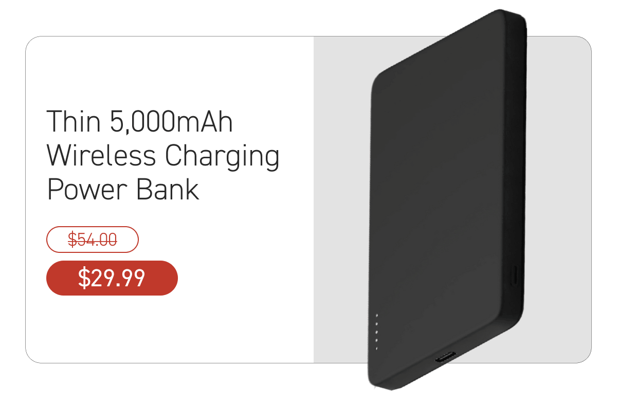 Thin 5,000mAh Wireless Charging Power Bank