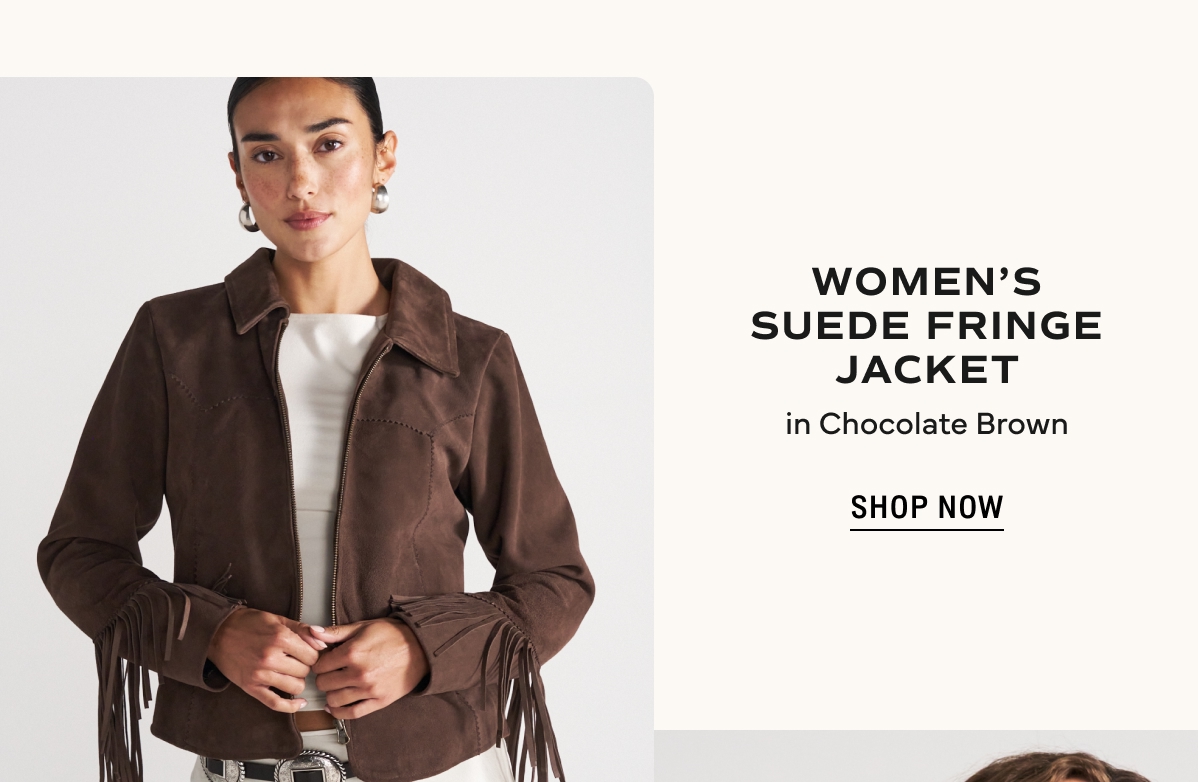 Shop Now: Women's Suede Fringe Jacket in Chocolate Brown 