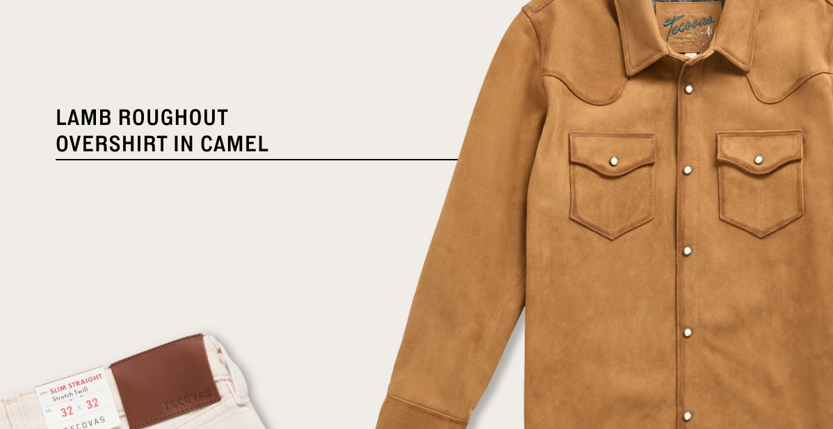 Lamb Roughout Overshirt in Camel 
