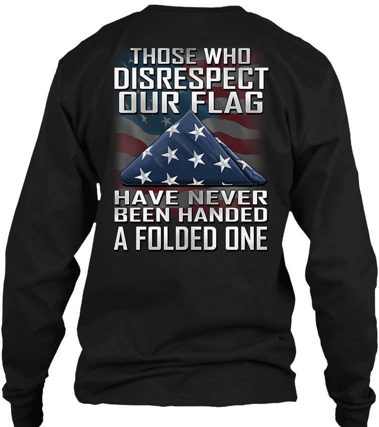 Folded Flag long sleeve, black, back print