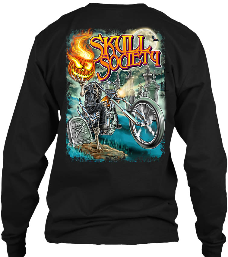 Pumpkin Head long sleeve tee, black