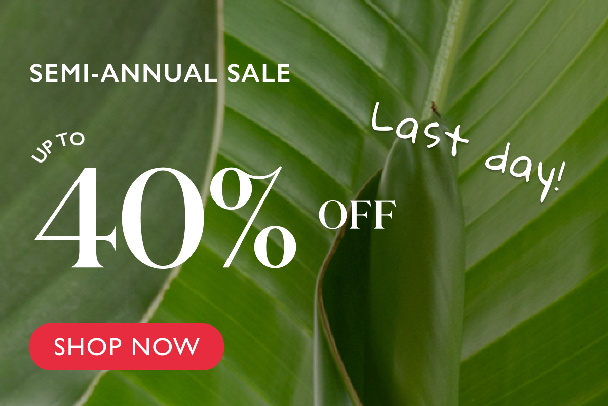 It's the last day of the Semi-Annual Sale. Up to 40% off.